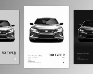 Honda Civic Type R FK8 Poster Print | Wall Art | Car Photography| Man Cave Decor | Home decor| Poster Unframed