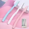 3pcs Multicolor Foldable Makeup Tool Set, Portable Eyebrow Trimmer for Eyebrow Trimming & Bikini Trim, Includes Pink+Green+White Eyelash Glue Tweezers & Eyelash Fixer