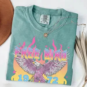 Comfort Colors Free Bird Shirt , Old School Band T-shirt, Retro Music Shirt, Rock Band Tee, Oversized Trendy Shirts for Women