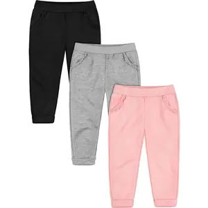 L-AE024   3 Packs Baby Toddler Girls' Pull-On Fleece Pants Winter Warm Joggers Active Sweatpants