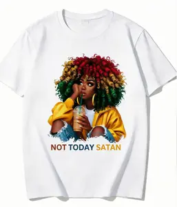 Women's 100% Cotton Short-Sleeve T-Shirt - "Not Today Satan" Sassy Faith Everyday Tee, Ideal for Streetwear, Pair with Jeans or Jacket