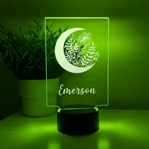Personalized Moon Stars and Name Display Stand, Custom Name Bedroom Shelf Table Décor, Nursery Gift, Kids Room Decoration, Girls Boys Room Décor