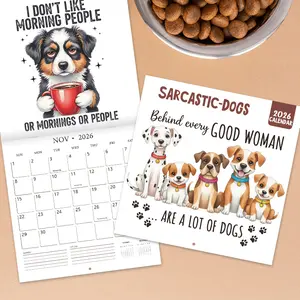 2026 Mock Dog Wall Calendar -12-month Fun Dog Enthusiast Gift with Colorful Monthly Illustrations, Durable Paper Calendar, Home and Office Decoration, Perfect Christmas and New Year Gift (January to December 2026) Desk Calendar