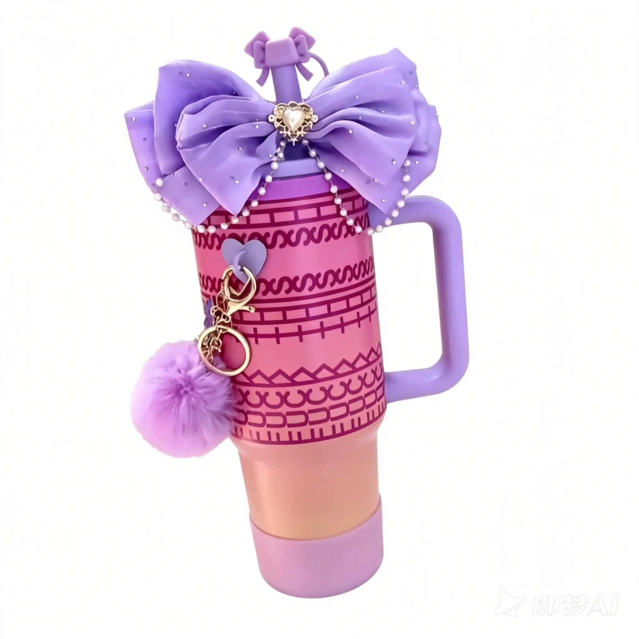 Stylish Silicone Bling Stanley Cup Accessories Set - Elastic, Portable Kit for 20oz/30oz/40oz Tumblers, Including Bow Straw Topper Cover, Leather Handle Strap, Tumbler Boot (Black)