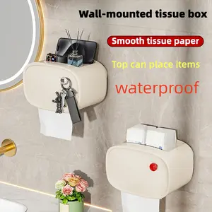 Wall cabinet style bathroom tissue box; new toilet tissue holder with strong waterproof load-bearing capacity; multi-purpose high-end tissue box.