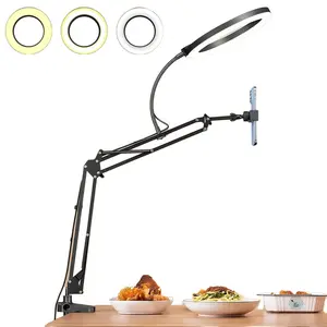 Upgrade Ring Light Overhead Camera Phone Mount + Remote for Desk, 10" Selfie Light with Stand Tripod for iPhone, 10 inch Light with Phone Holder 360° Rotating Arm for Video Recording, Zoom Meeting, Tiktok Live Streaming