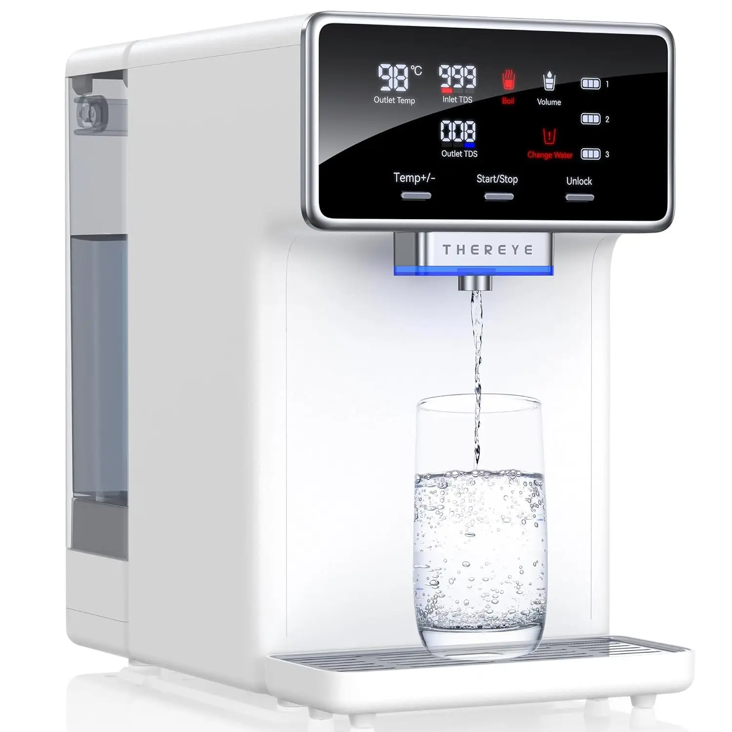 Thereye Countertop Water Filter Reverse Osmosis System, 7 Stage Purification, Instant Heating Portable RO Filtration, BPA Free Water Purifier 2:1 Pure