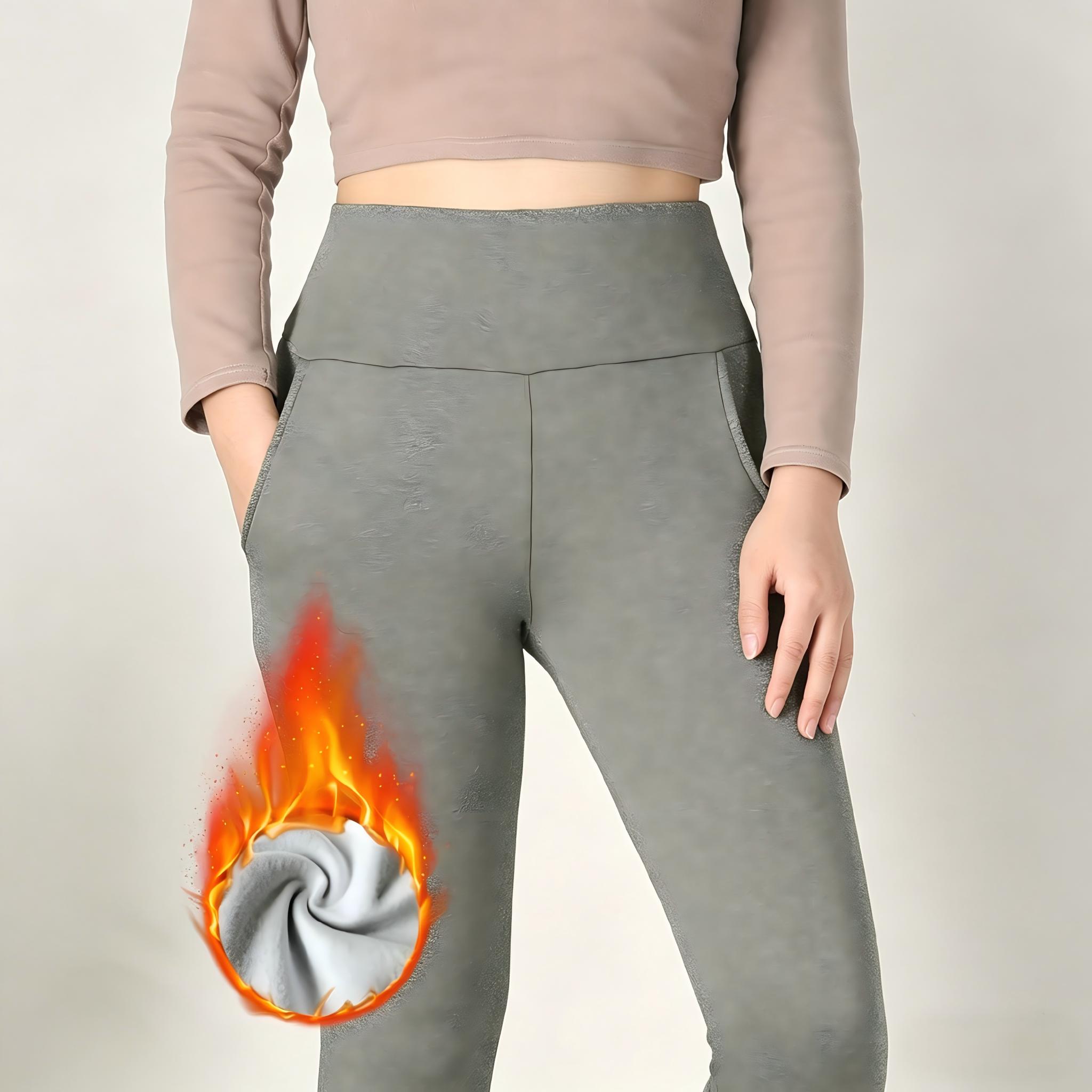 Women's Fleece Lined Leggings with Pockets High Waisted Thermal Warm Yoga Pants for Winter Workout & Everyday Wear Womenswear Bottom