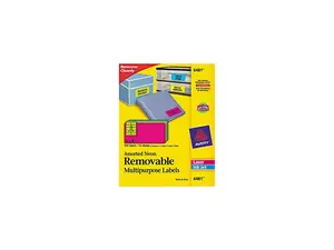 Avery High-Visibility Removable ID Labels Laser/Inkjet 2 x 4 Asst. Neon 120/Pack Avery High-Visibility Removable ID Labels Laser/Inkjet 2 x 4 Asst. Neon 120/Pack