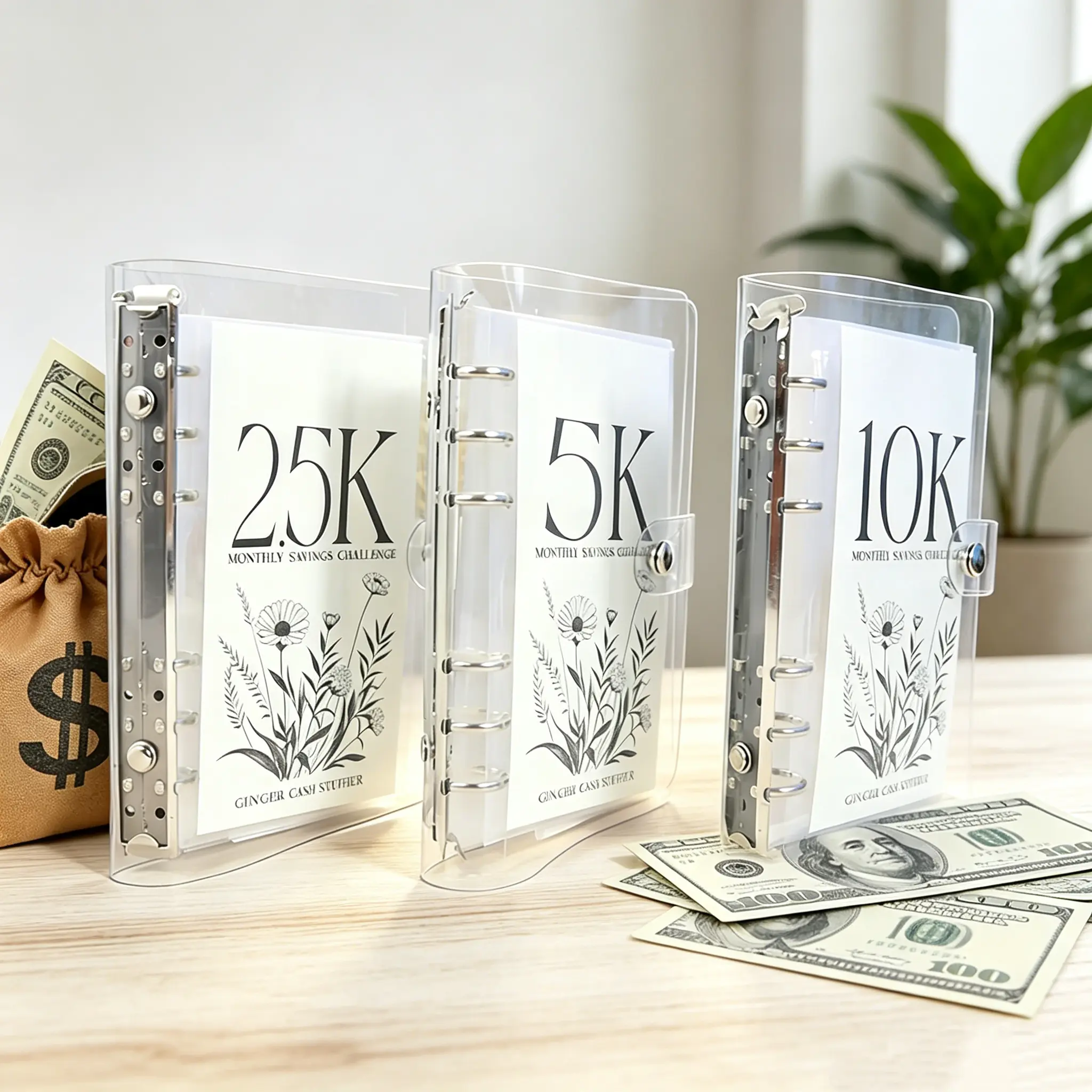 【Summer Sale Deals】A6 12-Month Money-Saving Challenge Binder, 1-Count Budget Binder with Cash Envelopes, Monthly Budget Planner, Savings Challenge Planner & Tracker Organizer for Home Office,10K / 5K / 2.5K Savings Challenge.