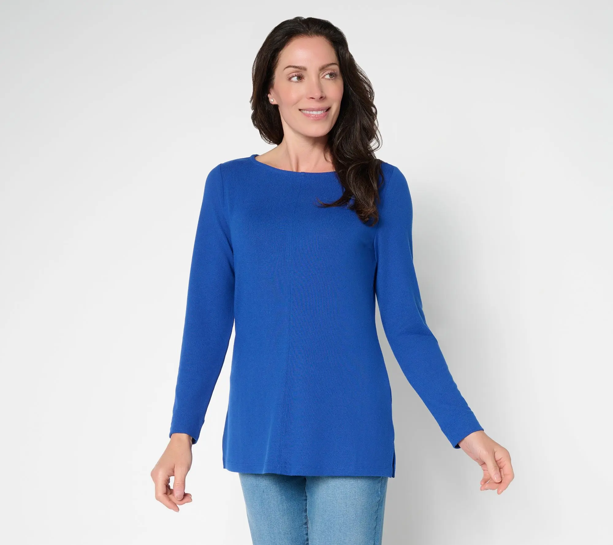 Denim & Co. Essentials Regular Heavenly Jersey Boat Neck Tunic