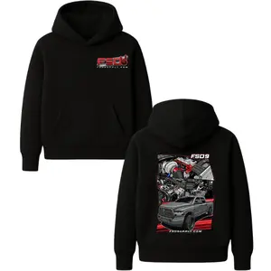 FSD 9 Diesel Performance Hoodie – Black Automotive Graphic Pullover Featuring Detailed Engine Bay & Custom Pickup Design, Streetwear Hoodie for Truck & Diesel Fans