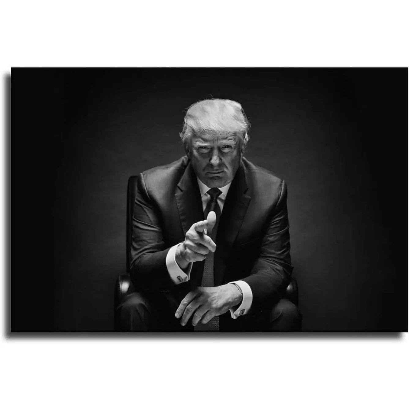 Donald Trump Sitting Black And White Poster Decorative Painting Canvas Wall Art Living Room Posters Bedroom Painting 16x24inch(40x60cm)