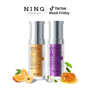 Vitamin C + Retinol 7-Day Radiant Skin Set | Brightening, Anti-aging, and Moisturizing Facial Serum, containing niacinamide, ethyl ascorbic acid, and peptides | Korean morning and evening skincare routine to fade dark spots and wrinkles. 2-bottle pack.