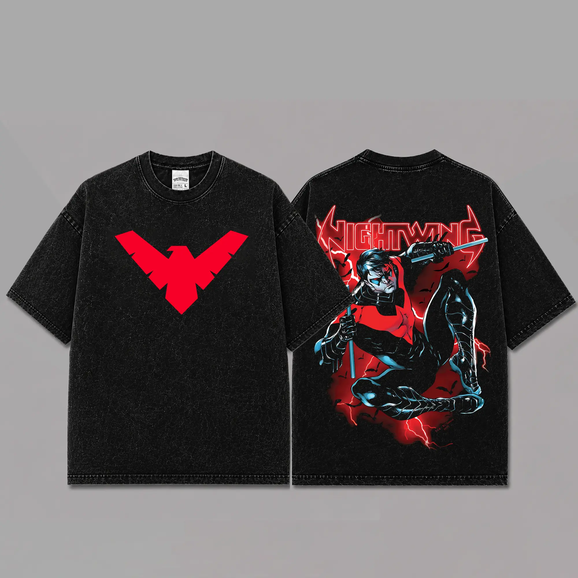 Ver 3 Nightwing Inspired Oversized Black Graphic T-Shirt, Vintage Movie Actor Fan Tee, The Robin Shirt, Y2K Comic Style Streetwear Top, Black Cotton Unisex Tee, Retro Superhero Inspired Shirt, Gift for Movie Fans