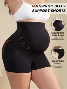 Maternity Belly Support Shorts, High Waist Pregnancy Underwear, Stretch Belly Panel, Soft Seamless Fabric, Full Bump Support, Casual Style, Maternity Shapewear