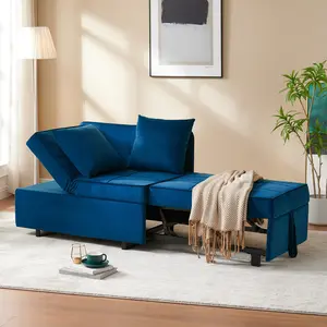[SummerVibes] Vabches Convertible Sofa Bed 4-in-1 Velvet Sleeper Sofa Chair Bed Pull Out Futon Couch Bed with USB Ports 5 Adjustable Backrest and Pillow Fold Out Ottoman Bed for Adults Small Spaces Living Room