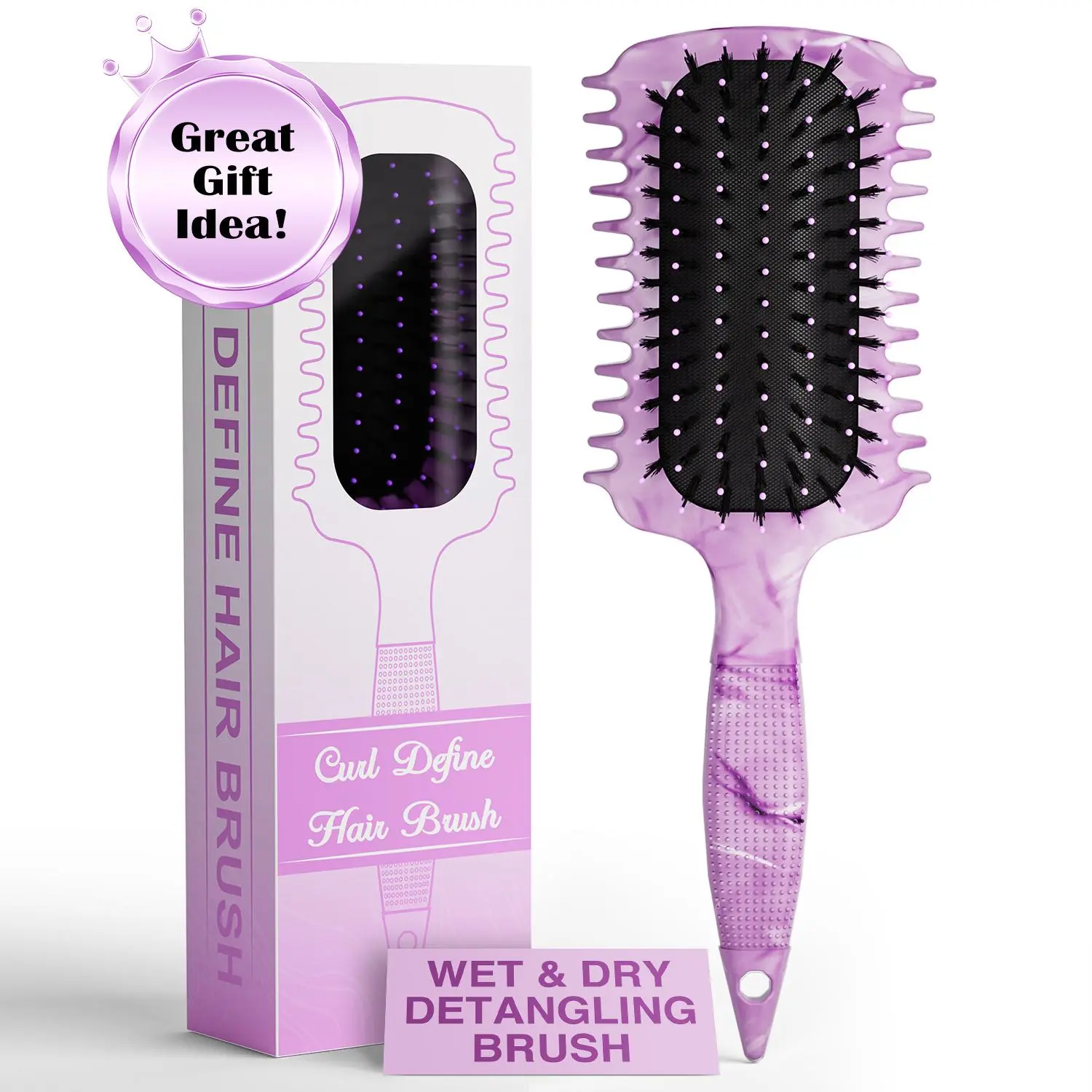 Women's Curl Define Hair Brush – Effortlessly Detangles, Shapes, and Styles Curls while Reducing Pulling,summerwins