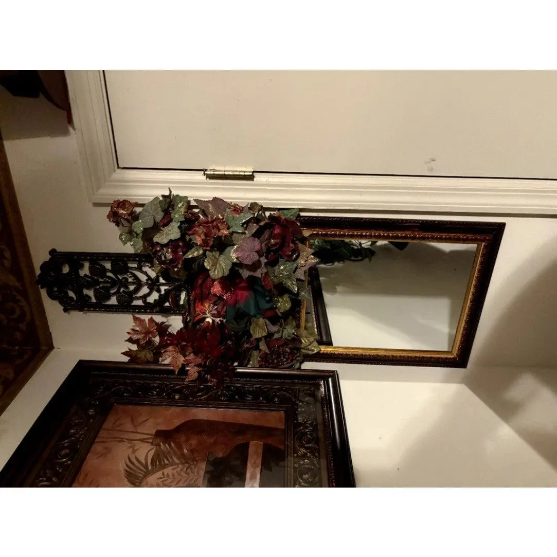 Decorative Wall Mirror with Floral Arrangement