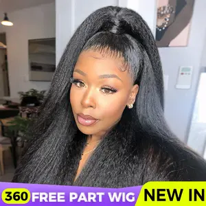 [NEW IN] OQ HAIR Pre-Cut Lace Kinky Straight 360 Full Lace Frontal Glueless Wig With Invisi Drawstring Pre Plucked Human Hair Wig #TikTokShopBlackFriday