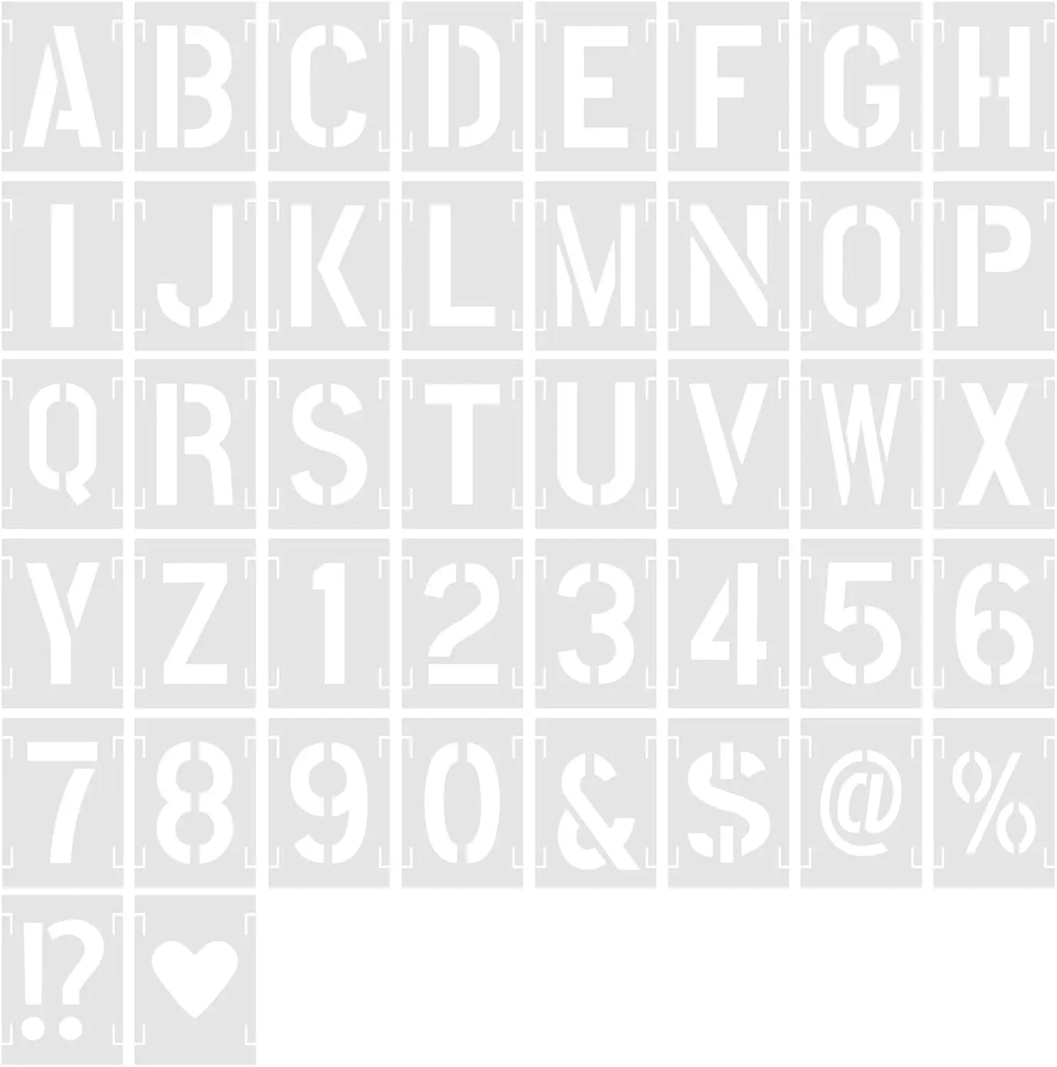2 Inch 42 count  Letter Number Symbol Stencils, Plastic Painting Templates for  Wall Fabric Rock Chalkboard Signage School Door Porch DIY Art Craft Decoration Projects