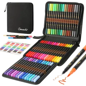 48 Color Duo Tip Pens Art Markers Set 96 Nibs Fine and Brush Tip for Adult Coloring Book Journaling Note Taking Lettering Calligraphy Drawing Pens Supplies