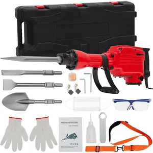 GARVEE 2200W Electric Jack Hammer Drill - Heavy-Duty Professional Concrete Breaker with 4-Piece Chisel Set for Efficient Construction and Demolition Work