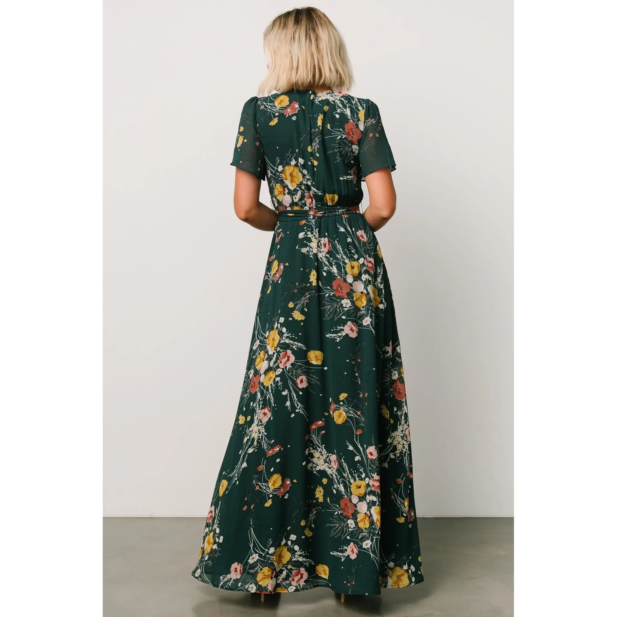 dark green floral wrap dress Odana's | PEONY main image 0