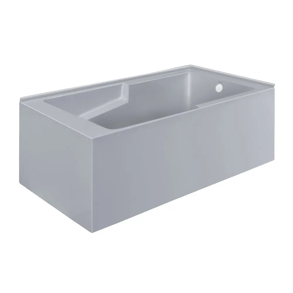 Voltaire 60 x 32 Right Drain Soaking Alcove Corner Apron Bathtub in Matte Gray