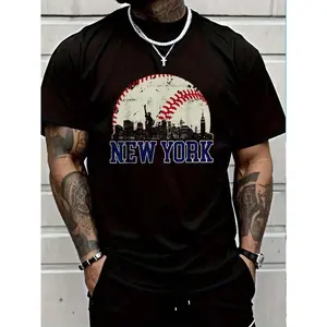 New York Retro Baseball Lover Met At Game Day-Shirt Graphic Tees Summer Clothes Men Shirts Street WearMen's Casual Cotton Short Sleeve T-Shirt – Basic Summer Tee For Men (S-XXXL) Cotton , Vintage, Cotton, Cotton Shirts, Graphic Tees, Romwe, Funny T Shirts