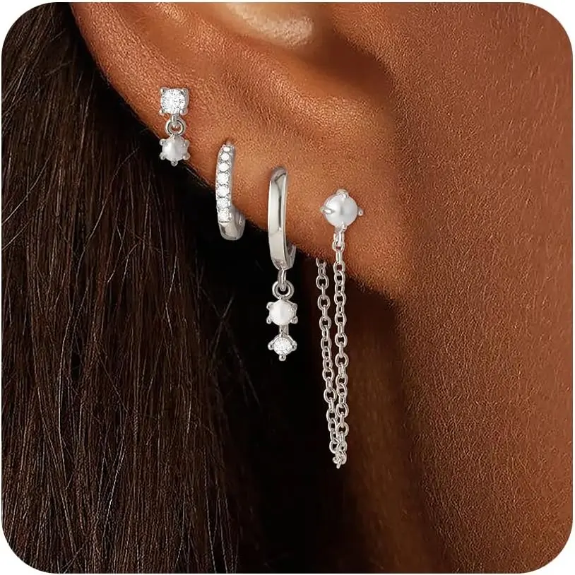 A-Pearl Earrings-Sliver