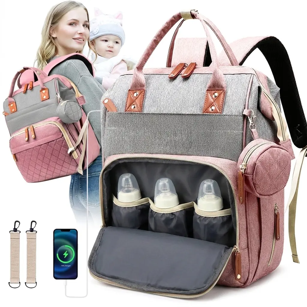 Diaper Bag Backpack Baby Bag, Baby Girl Boy Diaper Bag for Dad Mom with Pad, 16 Pockets, Pacifier Case, Large Diaper Bags Unisex for Travel