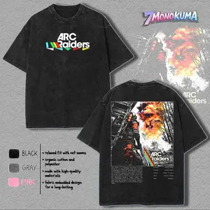 ARC Riders Washed T-Shirt, RPG game merch Design Art Printed Menswear Tops shirts men, RPG graphic tees game merch Cotton Streetwear Top Black Clothes,