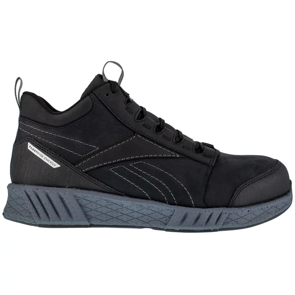 Reebok Mens Fusion Formidable Mid Slip Resistant Composite Toe  Work Safety Shoes Casual - Black