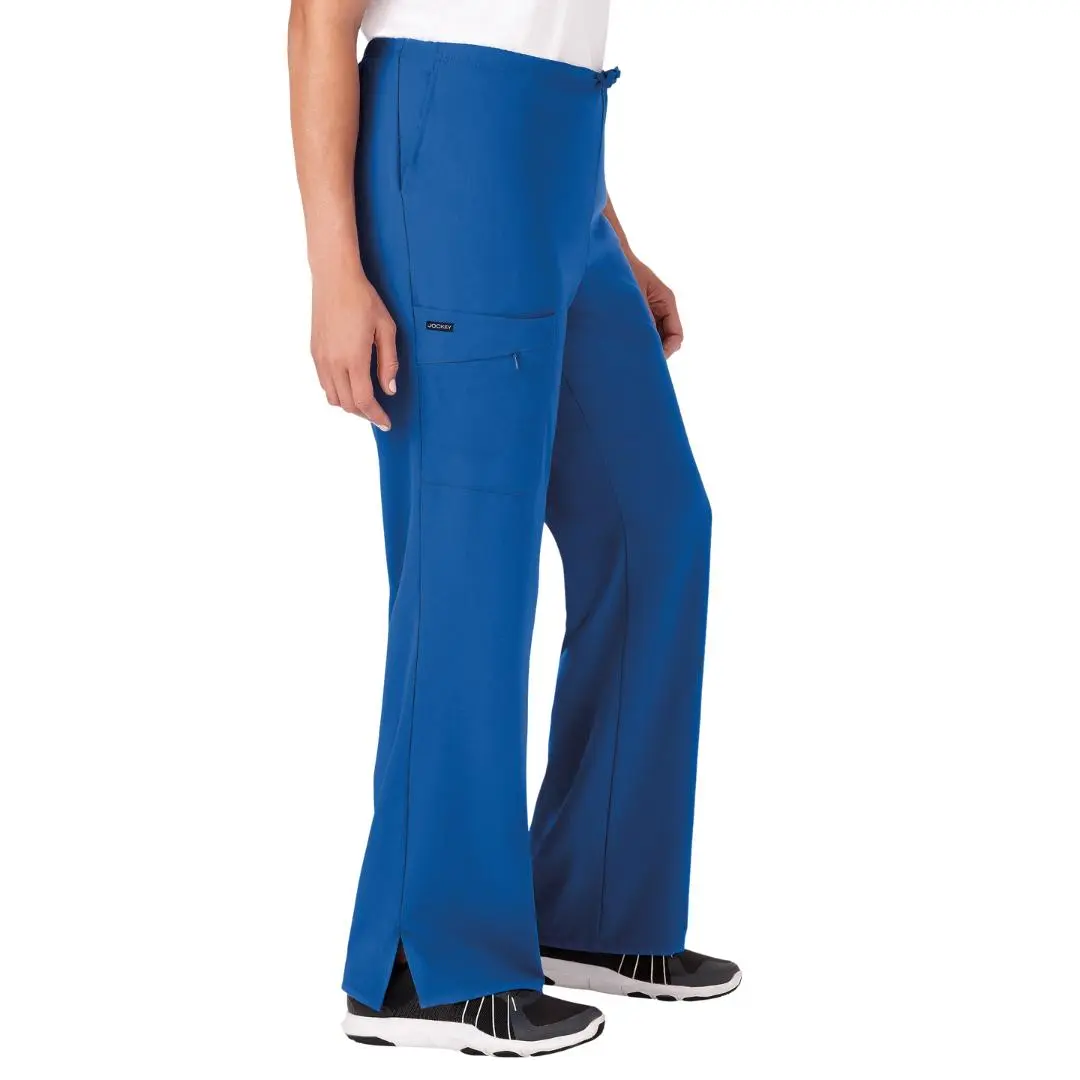 Jockey Women's Mid-Rise Tri-Blend Cargo Scrub Pants for Lady Healthcare Professionals, Bottom with Flared Legs, Elastic Drawstring, Comfortable Fit, Flattering Cut, Multiple Pockets, Adjustable Waist, Fabric, Pocket Pants