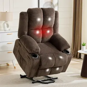 Memory Foam Sectional Lift Recliner Chair Set for Elderly, Massage & Heat, 330LBS Capacity, USB Port Living Room Furniture