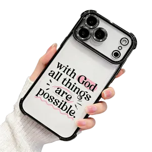 With God All Things Are Possible Phone Case for iPhone 17 16 15 14 13 12 11 Pro Max Plus Air Christian Minimalist Typography Bible Verse Electroplated Shockproof Soft TPU Cover Gift DDSJ260407006