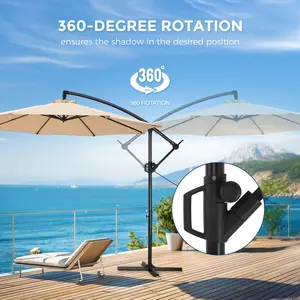 【Collection of Patio Umbrellas】Homshade Premium 10ft/9ft/7.5ft Offset Patio Umbrella with Adjustable Canopy & Easy Tilt System for Pool Deck & Garden - Solar Parasol with UV Protection