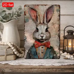 Easter Decor Bunny Rabbit Wood Art Sign in Rustic Style for Indoor and Outdoor, 7.87x11.8 Inch Size, Perfect Year-Round Family Gift, Wooden Home Sign