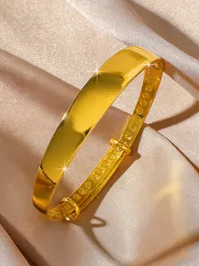 1-piece set of high-quality smooth surface bracelet, adjustable copper plated gold 24k jewelry, suitable for gifting to girlfriends, exquisite luxury gifts for friends, daily gifts, women's jewelry gifts, daily accessories, Exquisite Trendy Bracelet