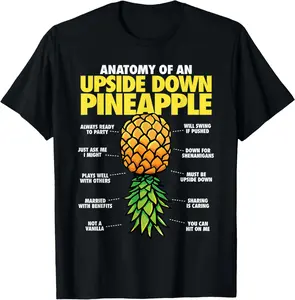 Funny Anatomy of an Upside Down Pineapple Swinger Lifestyle T-Shirt Cotton Fabric