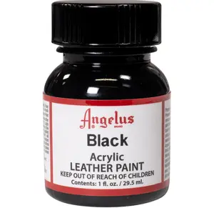 Angelus Acrylic Leather Paint, 1 Fl Oz, Black - Professional Flexible, Crack, Scratch, Peel Resistant Leather Paint for Shoes, Sneakers, Canvas, Furniture and Other Leather Projects