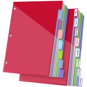 16PCS/2 Set 3 Ring Binder Dividers with Tabs, Dividers with Clear Front Pockets for 3 Ring Binder Color Pages, 8 Tab Folder Dividers,Three Ring File Dividers with Tabs,Tabbed Index Dividers