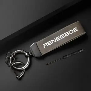 Car Keychain, PU Leather Car Keychain, Minimalist Design Keychain, Simple Design Car Interior Decoration Accessories for Jeep Renegade