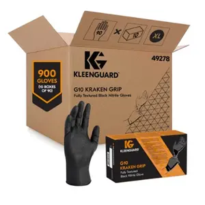 Kleenguard Durable Nitrile Cleaning Gloves, Ambidextrous Black Hand Gloves, 6 Mil Thick, Fully Textured with Kraken Grip, Extra Large - 90 Count