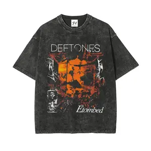 Unisex Deftones Vintage Washed Graphic T-Shirt – Retro Rock Style Tee, Casual Short Sleeve Streetwear Top