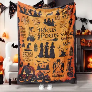 Halloween Themed Slogan Print Blanket, 1 Count Soft Warm Nap Throw Blanket, Halloween Decor Air-conditioned Room Blanket for Home Office Travel Camping Dormitory