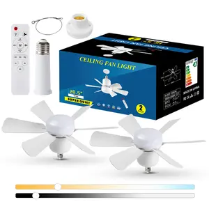 E27 Ceiling Fan Light, 1/2 Counts Energy Saving Ceiling Fan with LED Light Bulb, Adjustable Fan Light for Home Bedroom Kitchen Garage, Ambient Dimmable LED, Modern Mood Lighting, Noise Reduction, Led Ceiling Lights