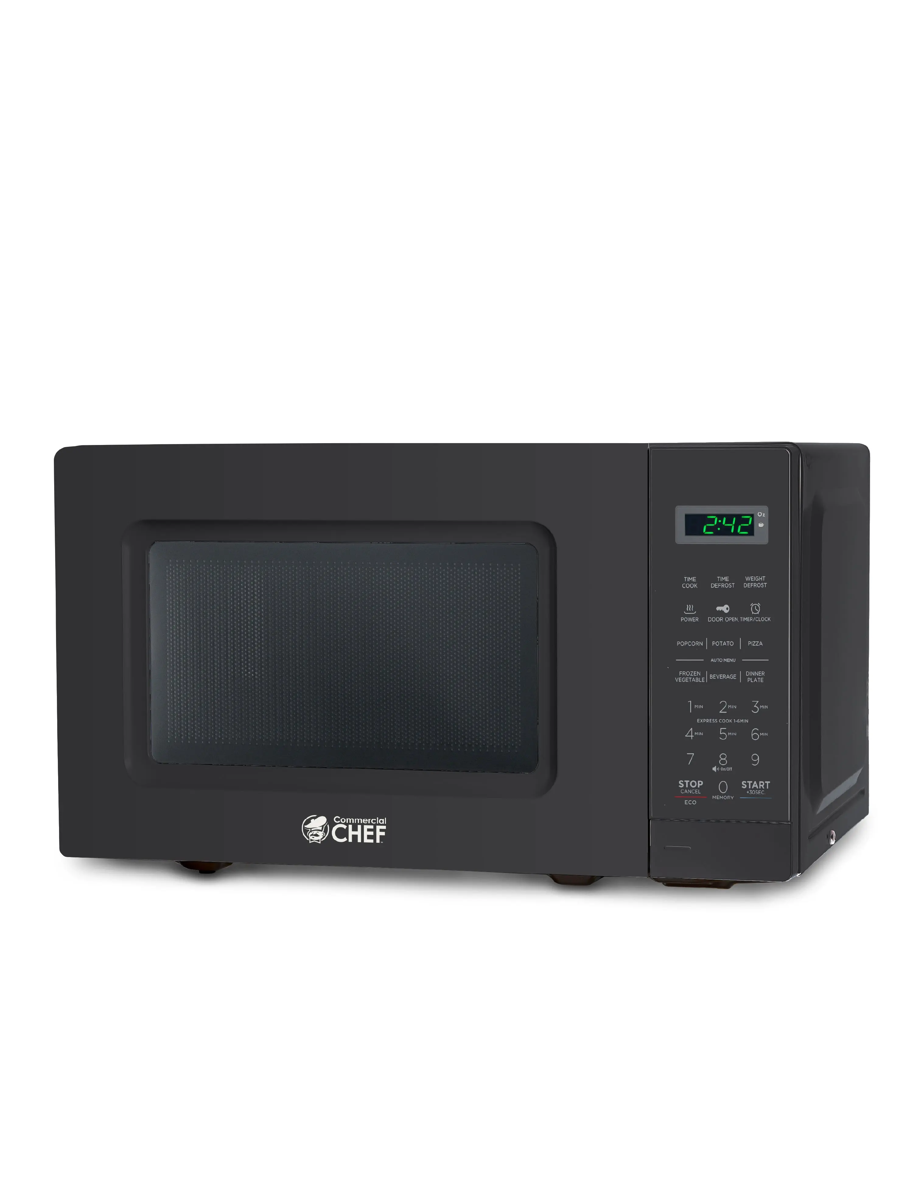 Commercial Chef 0.7 Cu. Ft. Countertop Microwave Oven, Touch Controls with Digital LED Display, 700W Small Microwave with 10 Turntable Plate, Push Button Door, 10 Power Levels
