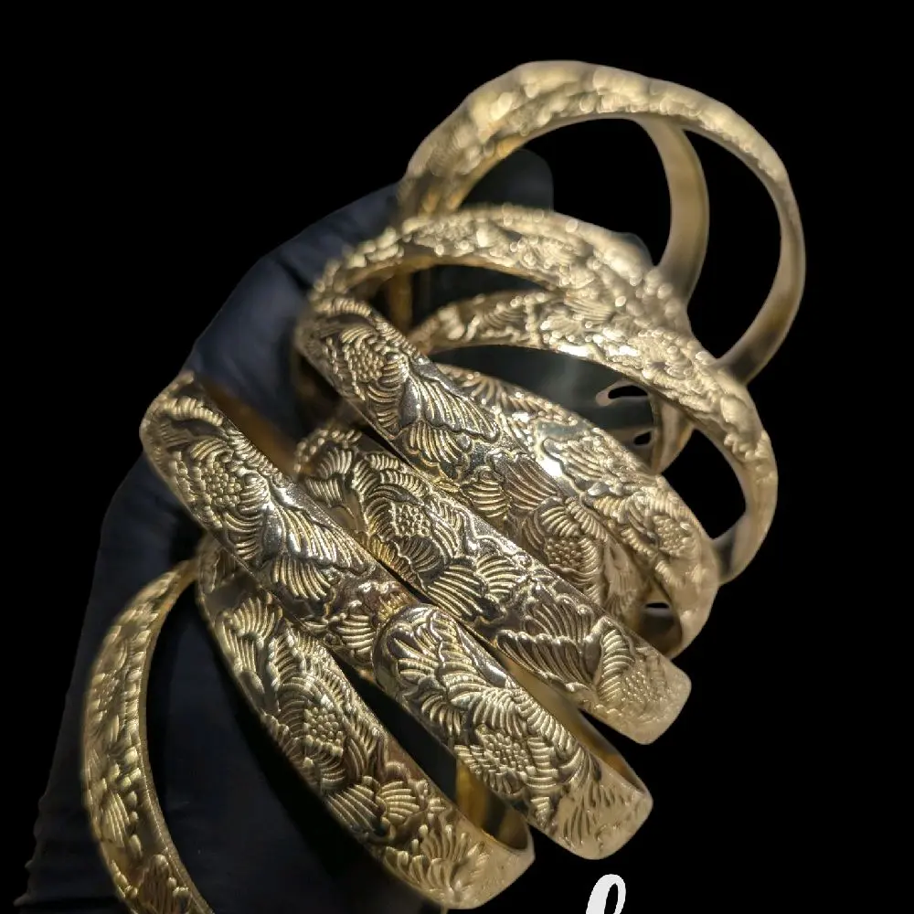 Solid Brass Floral Bangle (One Bangle)